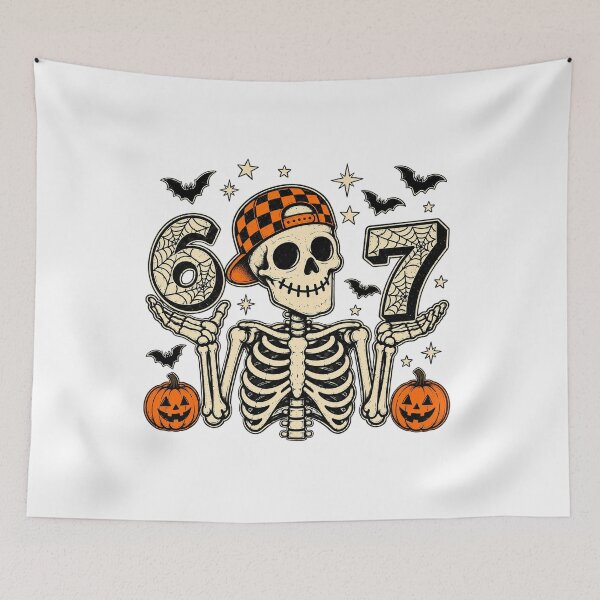 Item preview, Cool Skeleton Wearing Cap Holding Number 67 Halloween Graphic designed and sold by Derekquie.
