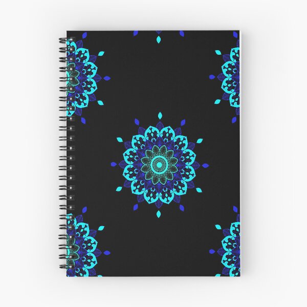 Item preview, Glowing Blue Neon Mandala Art designed and sold by ArtByPrachii.
