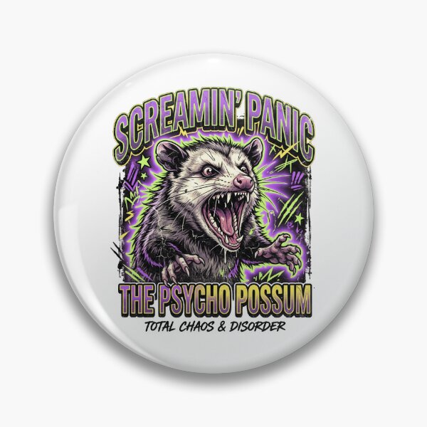 Item preview, Screamin' Panic The Psycho Possum – Crazy Horror Possum Retro Graphic designed and sold by LOVEARTDESIGN.