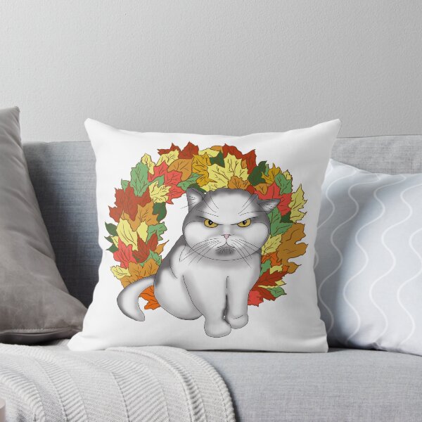 Item preview, Grumpy Cat in an Autumn Leaf Wreath  designed and sold by KateQR.