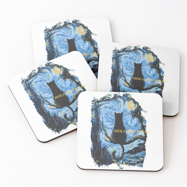 Item preview, Feline Stargazing Under Swirling Night Sky Art designed and sold by ISABEDOVAL.