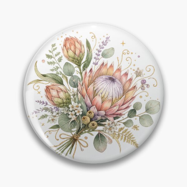 Item preview, Protea Bouquet Watercolor Botanical Cottagecore Floral Garden Art Design designed and sold by inkoutninja.