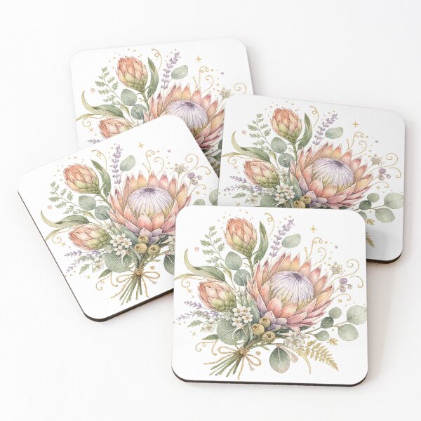 Item preview, Protea Bouquet Watercolor Botanical Cottagecore Floral Garden Art Design designed and sold by inkoutninja.