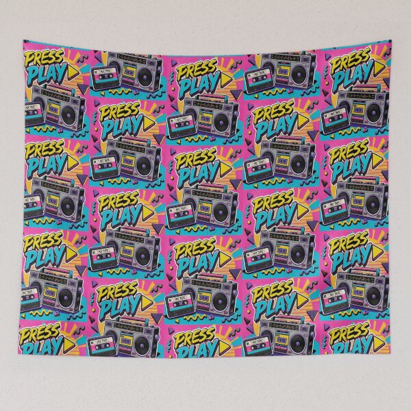 Item preview, Press Play 80s 90s Retro Boombox Mixtape designed and sold by creativerooney.