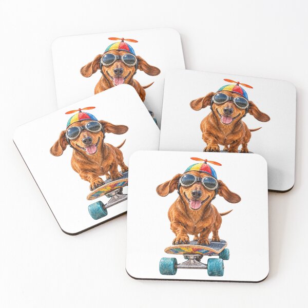 Item preview, Skateboarding Dachshund with Goggles and a Propeller Hat designed and sold by Russell Thorne.