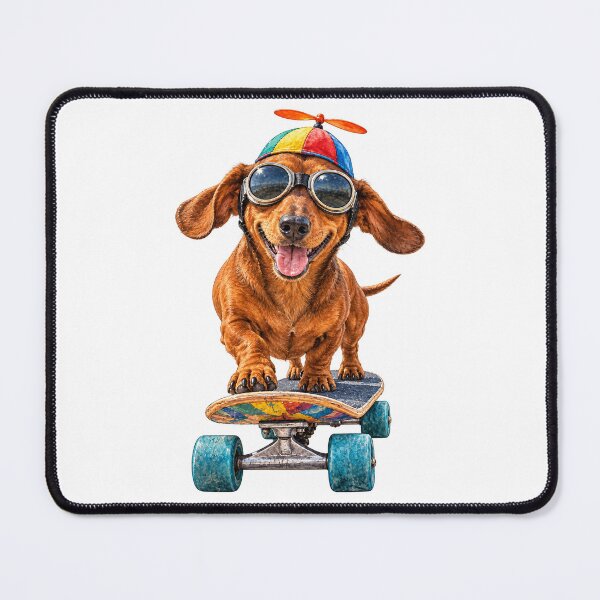 Item preview, Skateboarding Dachshund with Goggles and a Propeller Hat designed and sold by Russell Thorne.