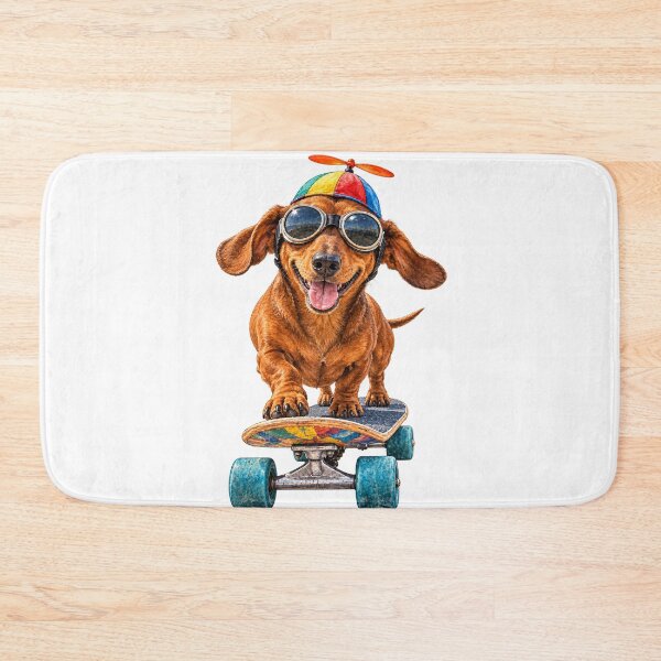 Item preview, Skateboarding Dachshund with Goggles and a Propeller Hat designed and sold by Russell Thorne.
