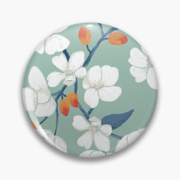 Item preview, White Cherry Blossom Mint Floral Art Gift for Nature Lovers designed and sold by LafinaArt.