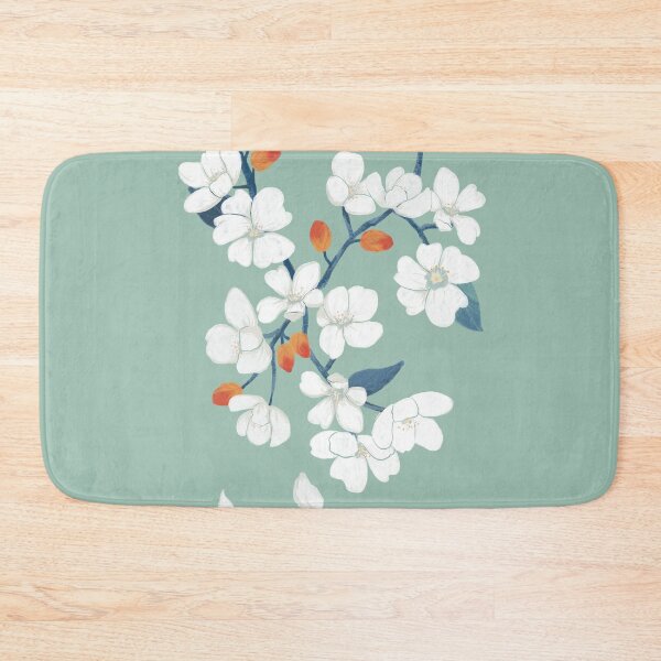 Item preview, White Cherry Blossom Mint Floral Art Gift for Nature Lovers designed and sold by LafinaArt.