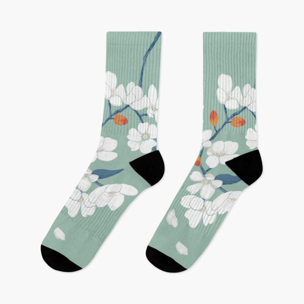 Item preview, White Cherry Blossom Mint Floral Art Gift for Nature Lovers designed and sold by LafinaArt.