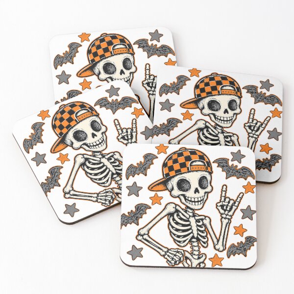 Item preview, Cool Skater Skeleton Rock On Checkered Hat Halloween designed and sold by Derekquie.