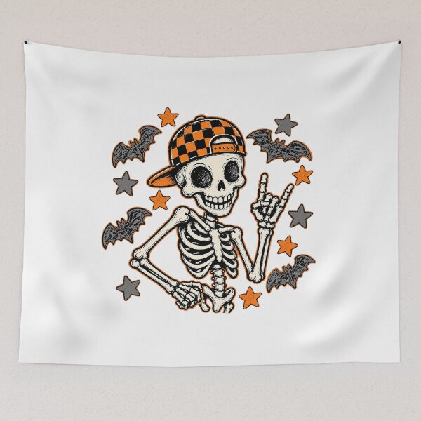 Item preview, Cool Skater Skeleton Rock On Checkered Hat Halloween designed and sold by Derekquie.