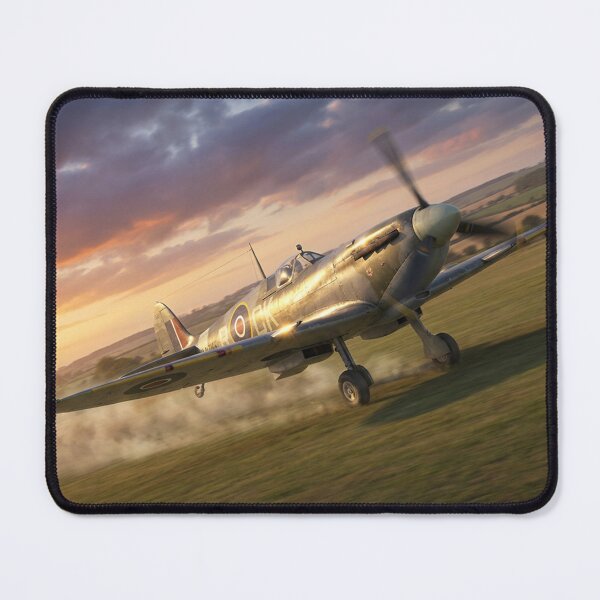 Item preview, Spitfire Grass Airfield Sunrise Takeoff Illustration designed and sold by Airpower Art.