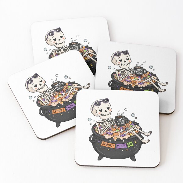 Item preview, Spooky Mode On – Funny Skeleton Cauldron Hot Tub Halloween Design designed and sold by CreativeNest Prints.