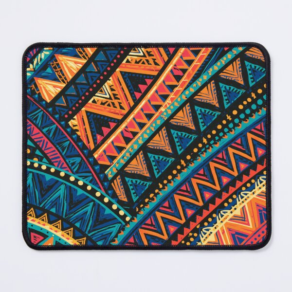 Item preview, Polynesian Mix Tribal Pattern Chevron Turquoise Coral Orange designed and sold by GrinGalore.