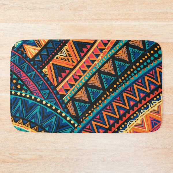 Item preview, Polynesian Mix Tribal Pattern Chevron Turquoise Coral Orange designed and sold by GrinGalore.