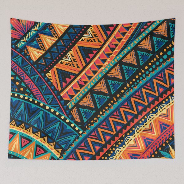 Item preview, Polynesian Mix Tribal Pattern Chevron Turquoise Coral Orange designed and sold by GrinGalore.