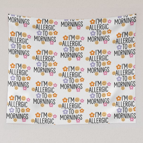 Item preview, I'm Allergic To Mornings Funny Not A Morning Person Retro Smiley Daisy Quote designed and sold by raedattia.