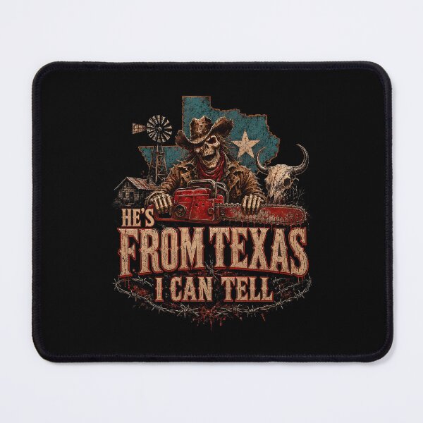 Item preview, Hes From Texas I Can Tell Cowboy Chainsaw Halloween Horror designed and sold by DaveBevitt.