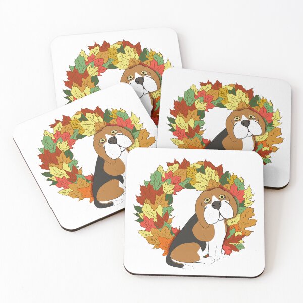 Item preview, Autumn Beagle in a Leaf Wreath designed and sold by KateQR.