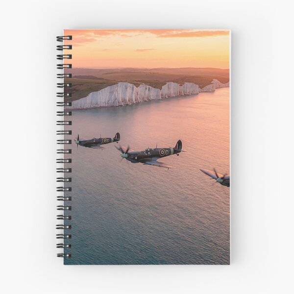 Item preview, Spitfires White Cliffs Formation Sunset Illustration designed and sold by Airpower Art.