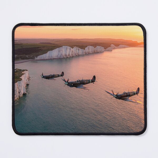 Item preview, Spitfires White Cliffs Formation Sunset Illustration designed and sold by Airpower Art.