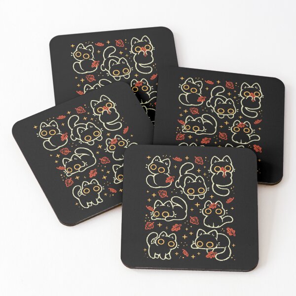 Item preview, Cute Black Cats with Autumn Leaves designed and sold by xMorfina.