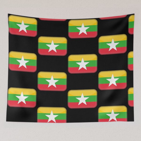 Aperçu de l'œuvre Drapeau 3D du Myanmar, symbole de fierté birmane créée et vendue par yazdogs.