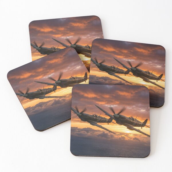 Item preview, Spitfires Diving Dramatic Sunset Illustration designed and sold by Airpower Art.