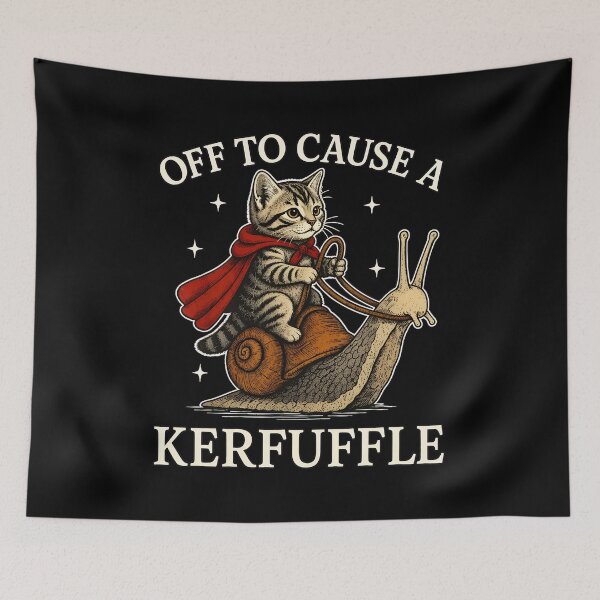 Item preview, Off to Cause A Kerfuffle Funny Cat Riding Snail designed and sold by Dmo3HarkoArt.