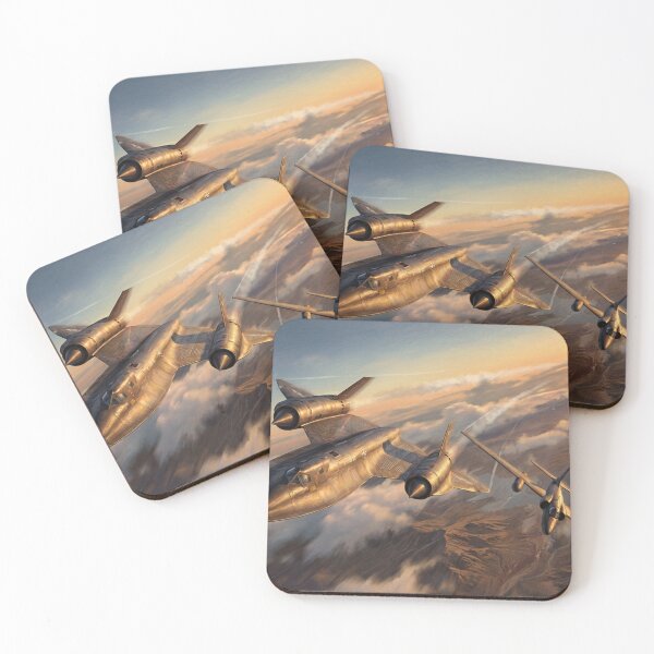 Item preview, SR-71 Blackbird And Escort Jet Sunset Illustration designed and sold by Airpower Art.