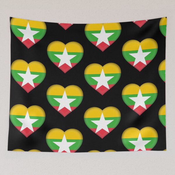 Aperçu de l'œuvre Cœur Drapeau du Myanmar 3D - Cadeau Amour Myanmar créée et vendue par yazdogs.