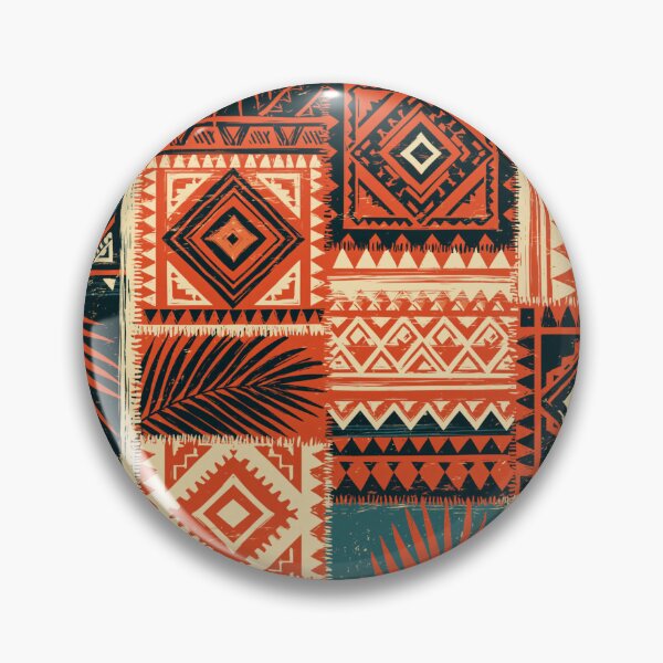 Item preview, Polynesian Mix Patchwork Geometric Pattern Terracotta Teal Cream designed and sold by GrinGalore.