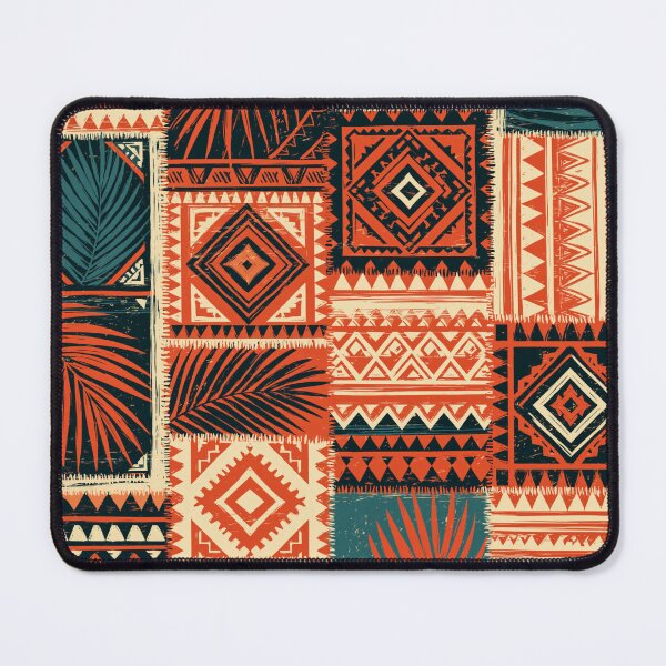 Item preview, Polynesian Mix Patchwork Geometric Pattern Terracotta Teal Cream designed and sold by GrinGalore.