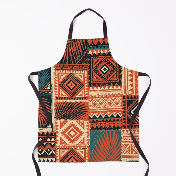 Item preview, Polynesian Mix Patchwork Geometric Pattern Terracotta Teal Cream designed and sold by GrinGalore.