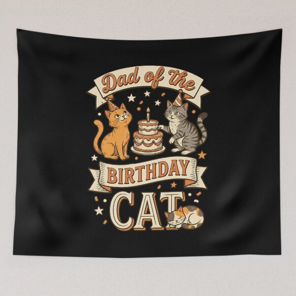 Item preview, Dad of the Birthday Cat Retro Party Celebration designed and sold by Dmo3HarkoArt.