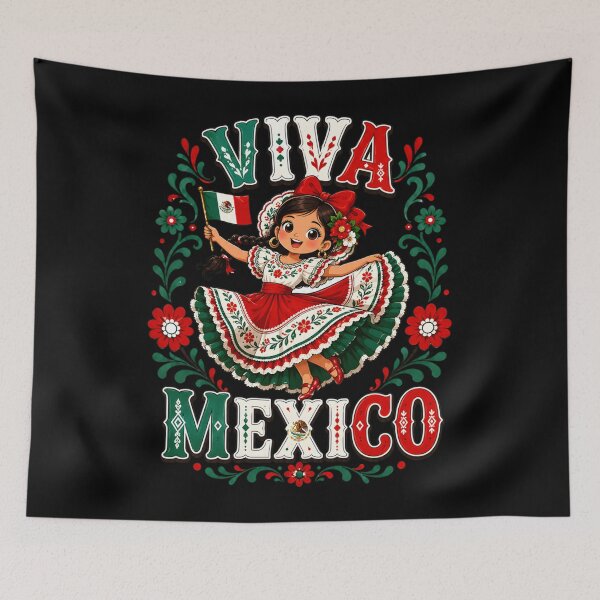 Item preview, Mexican Girl Flag Independence Day Girl Kids Viva Mexico designed and sold by RileyAngelaShop.