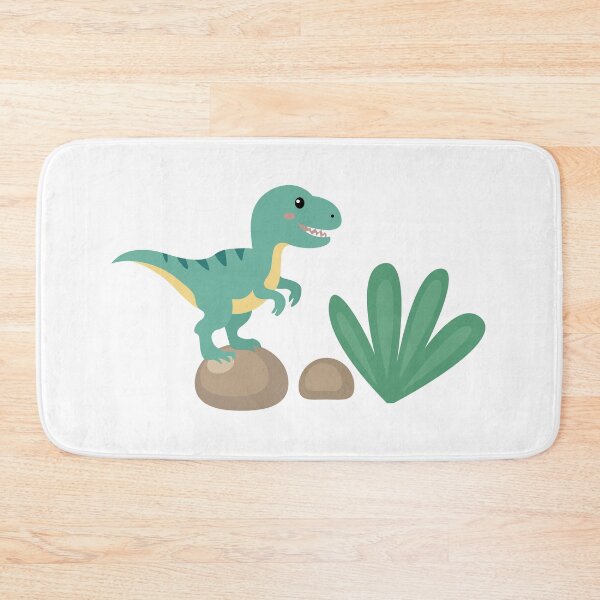 Item preview, Cute T-Rex Dinosaur standing on Rock Vector Illustration designed and sold by ElenMart.