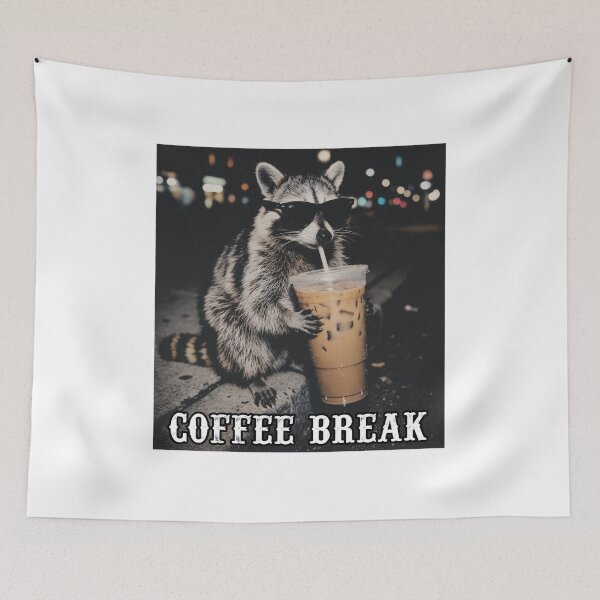 Item preview, Cool Raccoon With Iced Drink On Curb designed and sold by ISABEDOVAL.