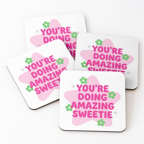 Item preview, You're Doing Amazing Sweetie Funny Pop Culture Quote Retro Star Flower Affirmation designed and sold by raedattia.