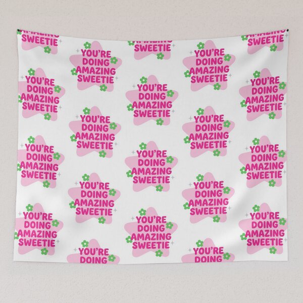 Item preview, You're Doing Amazing Sweetie Funny Pop Culture Quote Retro Star Flower Affirmation designed and sold by raedattia.