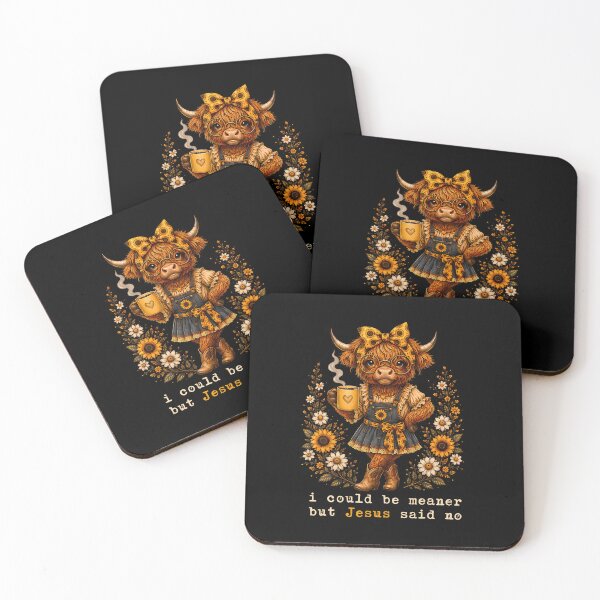 Item preview, I Could Be Meaner But Jesus Said No Highland Cow Sunflower designed and sold by snailslowdance.