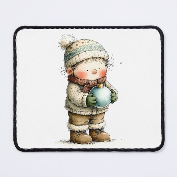 Item preview, Cute Christmas Child Holding Ornament – Vintage Winter Illustration designed and sold by Connys Colorful World.