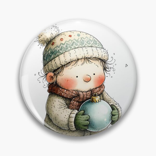Item preview, Cute Christmas Child Holding Ornament – Vintage Winter Illustration designed and sold by Connys Colorful World.