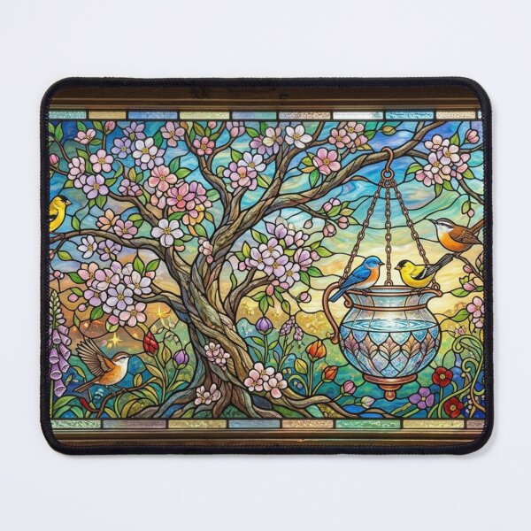 Item preview, Spring scene in an artfully designed stained-glass window designed and sold by Sigtrix.