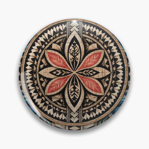 Item preview, Polynesian Mix Mandala Ocean Wave Hibiscus Wood Carving designed and sold by GrinGalore.