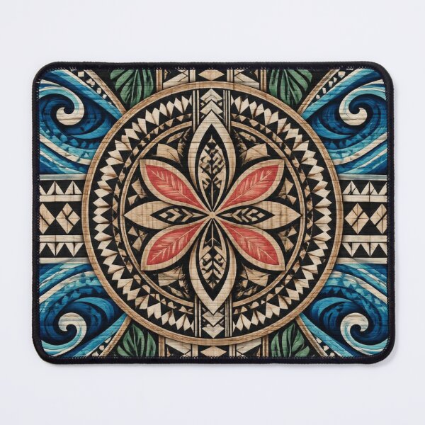 Item preview, Polynesian Mix Mandala Ocean Wave Hibiscus Wood Carving designed and sold by GrinGalore.