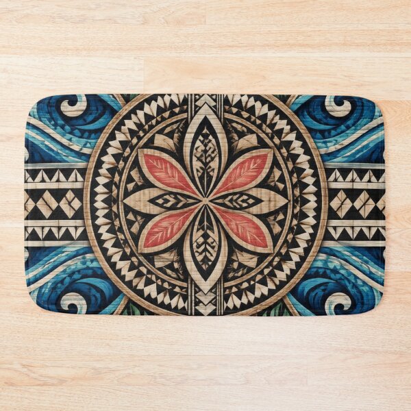 Item preview, Polynesian Mix Mandala Ocean Wave Hibiscus Wood Carving designed and sold by GrinGalore.