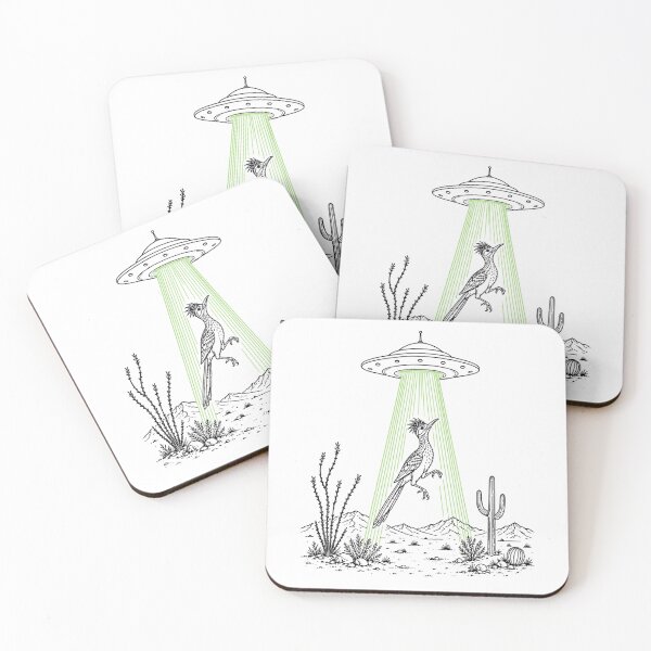 Item preview, Roadrunner and UFO Alien Abduction Desert Science Humor designed and sold by RileyAngelaShop.