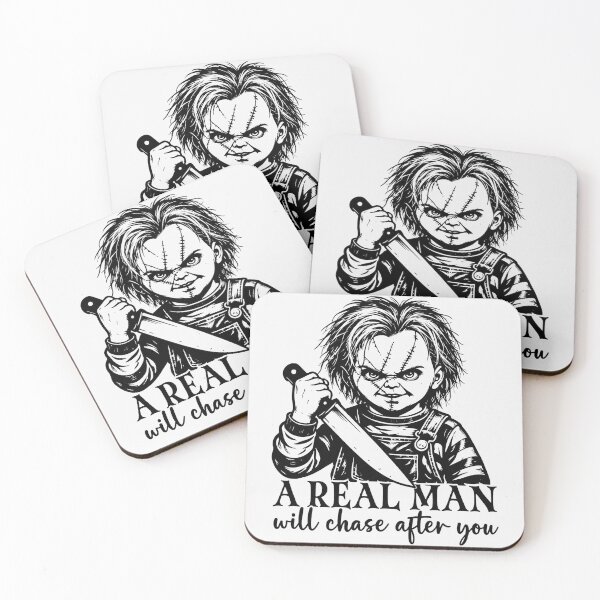 Item preview, Chucky A Real Man Will Chase After You Funny Horror Graphic designed and sold by DYALEEZ-XCR.